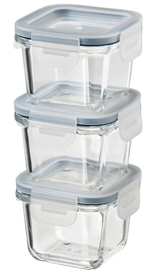 Voorraaddoos met deksel, vierkant/glas, 180 ml