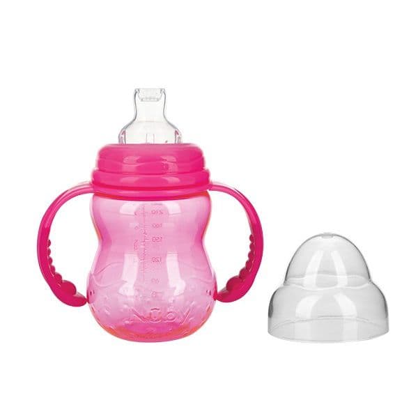 Nûby Oefenbeker Brede Hals Met Tuit Tritan Roze 240ml 6mnd+
